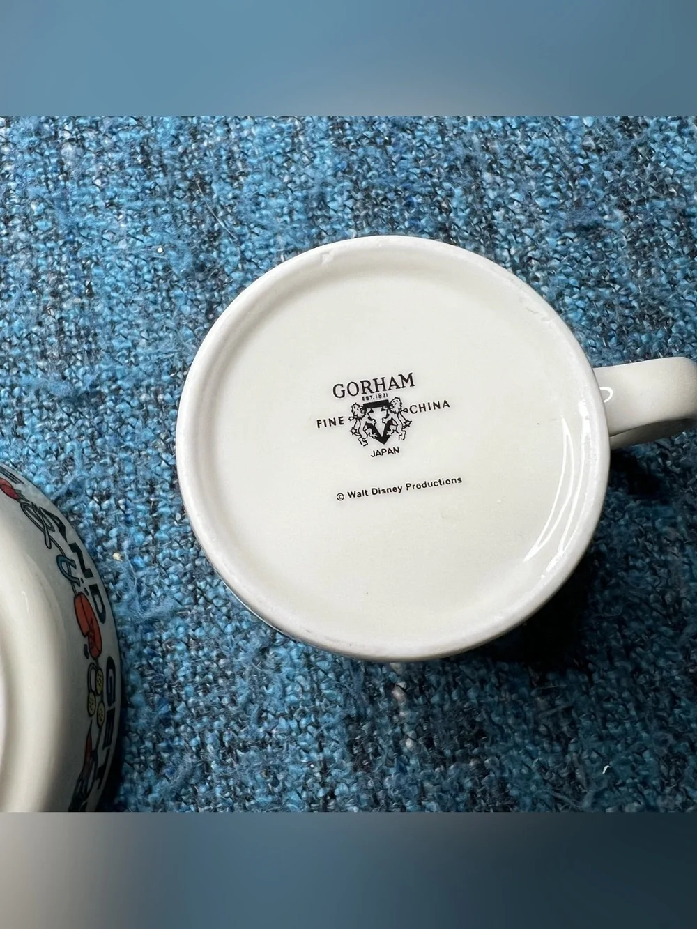 Gorham Mickey Mouse Walt Disney Tea Cup and Small Plate Fine China Set Western